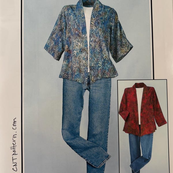 A Little Somethin' Jacket: 3/4 or long sleeves, loose fitting CNT Sewing Pattern sizes 8-10-12-14-16-18-20-22-24 Uncut
