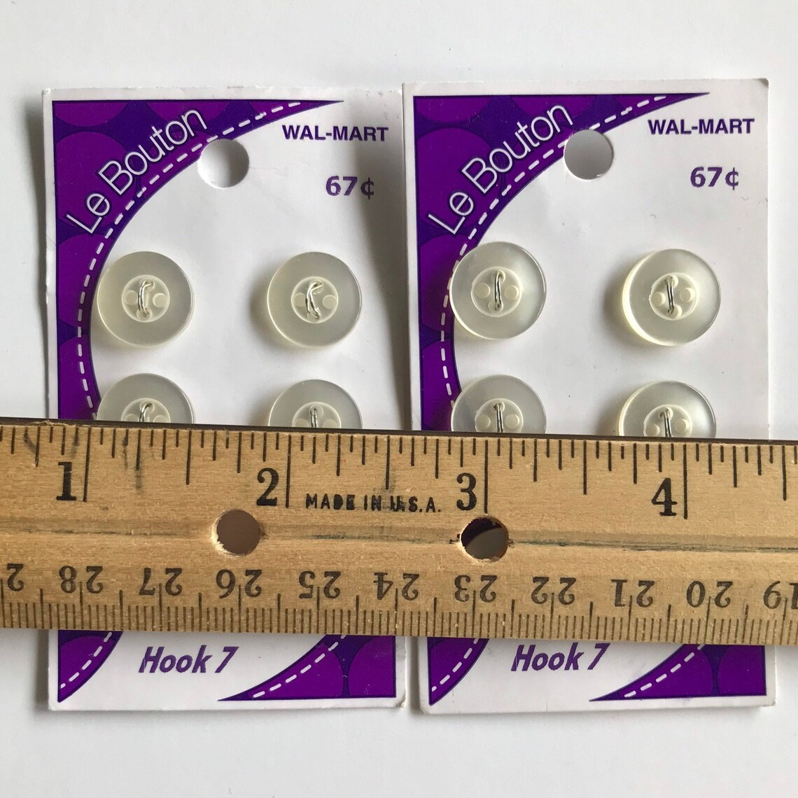 Total Button White, Colorless Buttons, 1/2 Inch, by Le Bouton, 12 Total on 2 Cards 4 ...