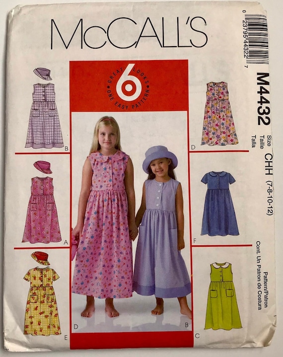 McCall's Sewing Pattern Children's/Girls' Dresses-7-8-10-12-14 