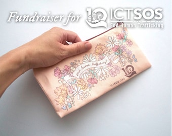 End Human Trafficking Zipper Pouch FUNDRAISER in Peach/Maroon - FREE Shipping, Handmade in Wichita Purse, Net Proceeds Donated to ICTSOS