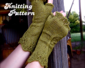 Bittersweet Greens Fingerless Gloves Knitting Pattern - PDF document digital download - how to instructions - fiber craft diy knit tricot