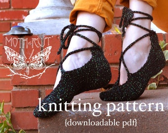 Ghillies Dance Slipper Knitting Pattern - PDF digital document download - how to instructions - fiber craft diy knit
