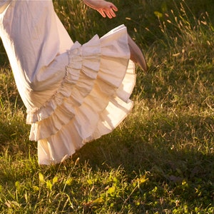Prairie Dusk Petticoat -  Cream 100% Cotton Muslin Skirt Ruffles Ruffled - Adult Women&#39;s Custom-Made for Hips measuring up to 42”