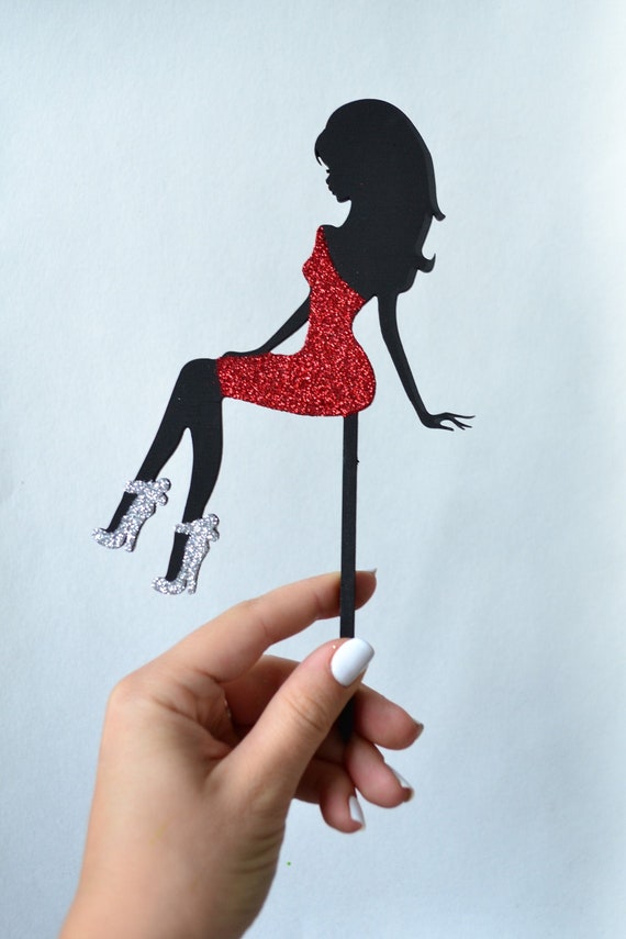 Sitting Girl Silhouette Cake Topper for Birthday Party With Etsy UK