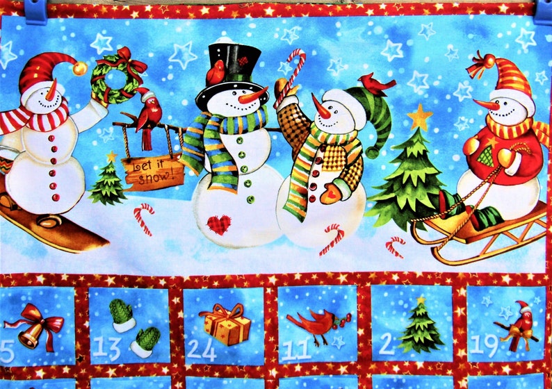 Keepsake Fabric Fillable Christmas Advent Calendar Large Snowmen Backing Fabric
