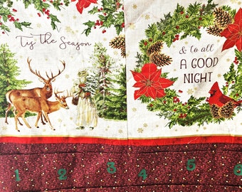 Fabric Advent Calendar; Country Christmas Fillable Calendar; Reusable Cloth Christmas Countdown Calendar