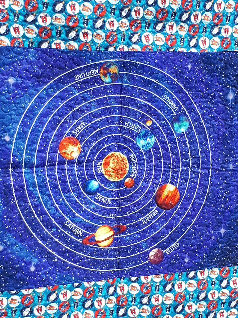 Solar System Baby Blanket Spacethemed Baby Quilt Baby Etsy Canada