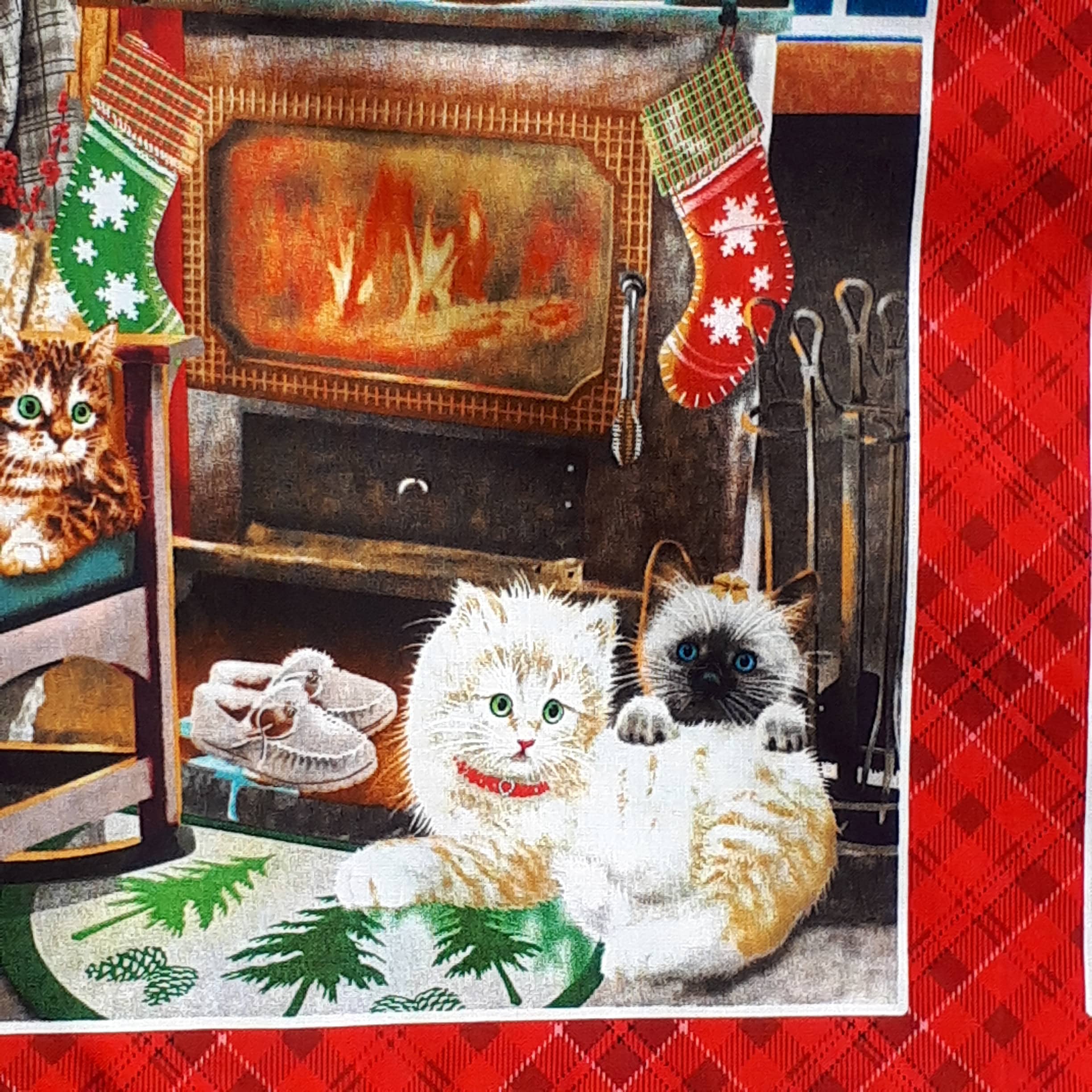 Fabric Advent Calendar Kittens Christmas Fillable Calendar Reusable 