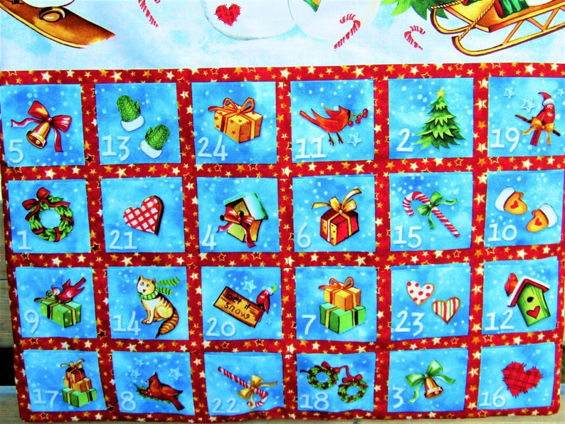 Keepsake Fabric Fillable Christmas Advent Calendar Large Snowmen Backing Fabric
