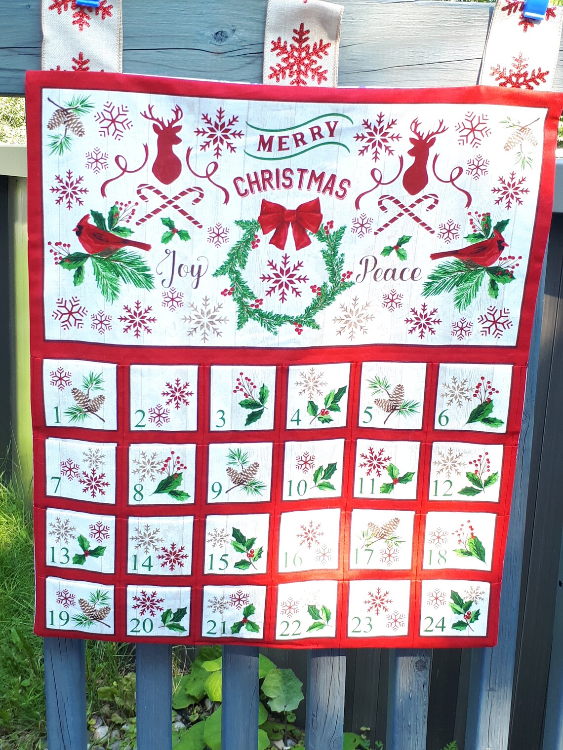 Fabric Advent Calendar Keepsake Fillable Merry Christmas Etsy Fabric Advent Calendar Keepsake Fillable Merry Christmas Etsy