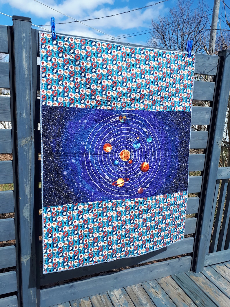 Solar System Baby Blanket Spacethemed Baby Quilt Baby Etsy Canada
