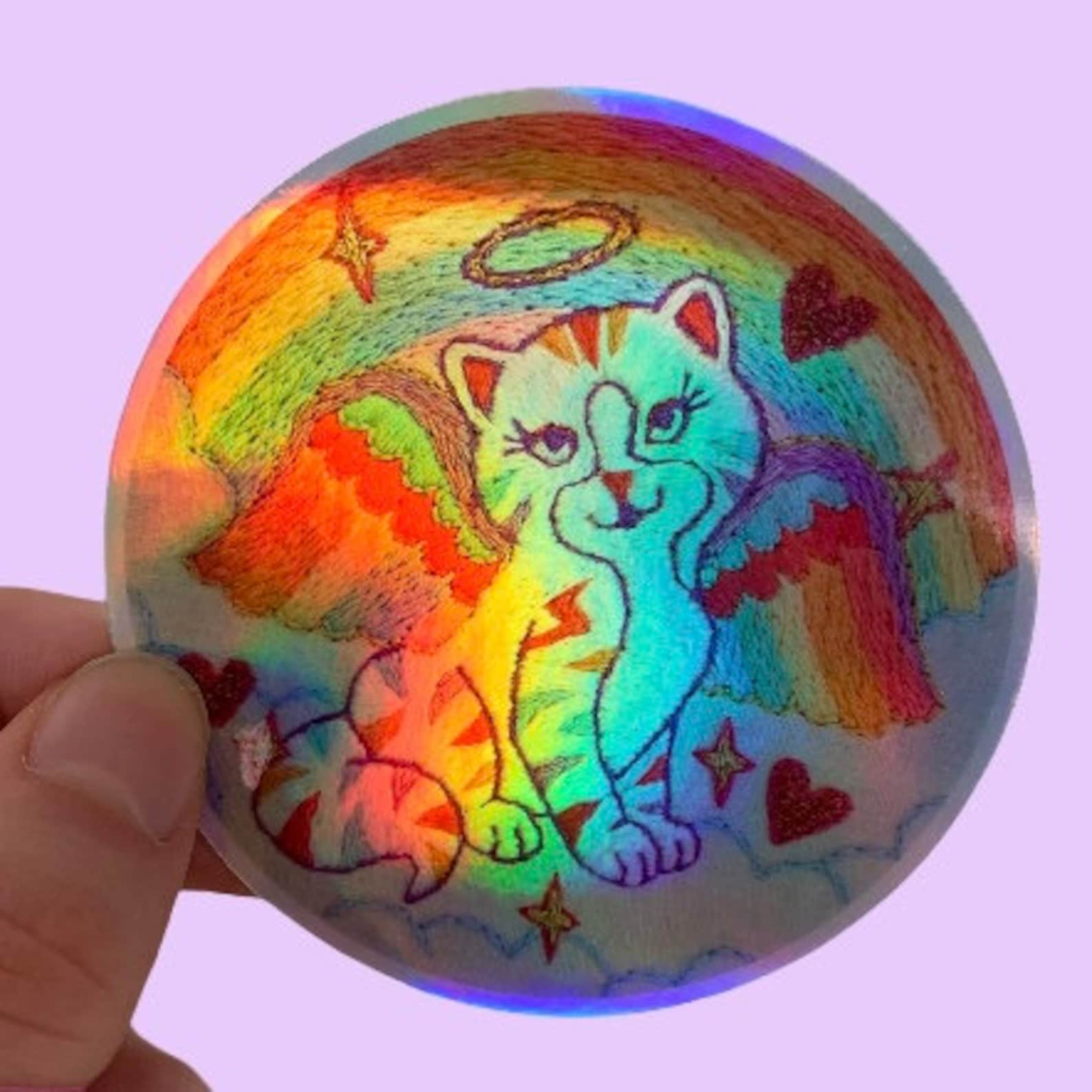 Lisa Frank Kitty Holographic Embroidery Sticker Etsy