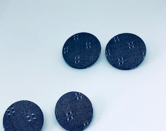 Blue Jeans Button Earrings