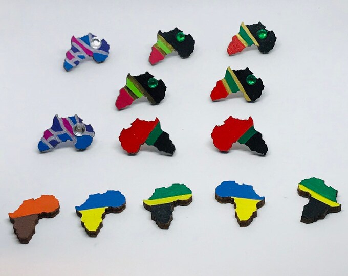 Hand Painted Wooden Africa Studs - small