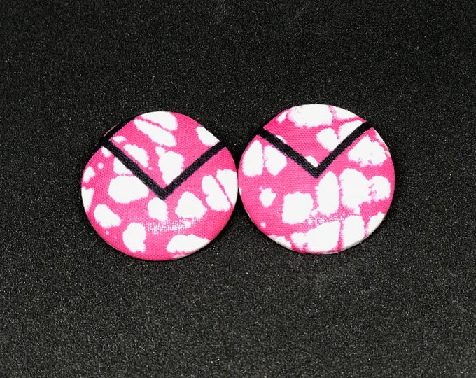 Pink Directional - Button Earrings