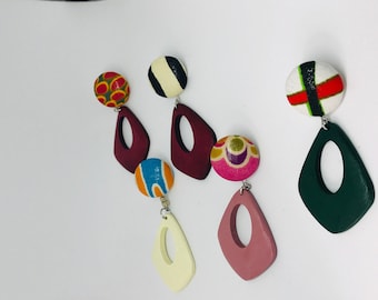 Button/Teardrop Dangle Earrings