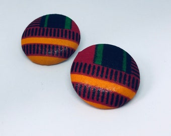 Selassie Afro Tribal Button Earrings