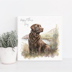 Chocolate Labrador Hand Made Greetings/Birthday Card with adorable Labrador in garden. Can be personalised with name and or occasion