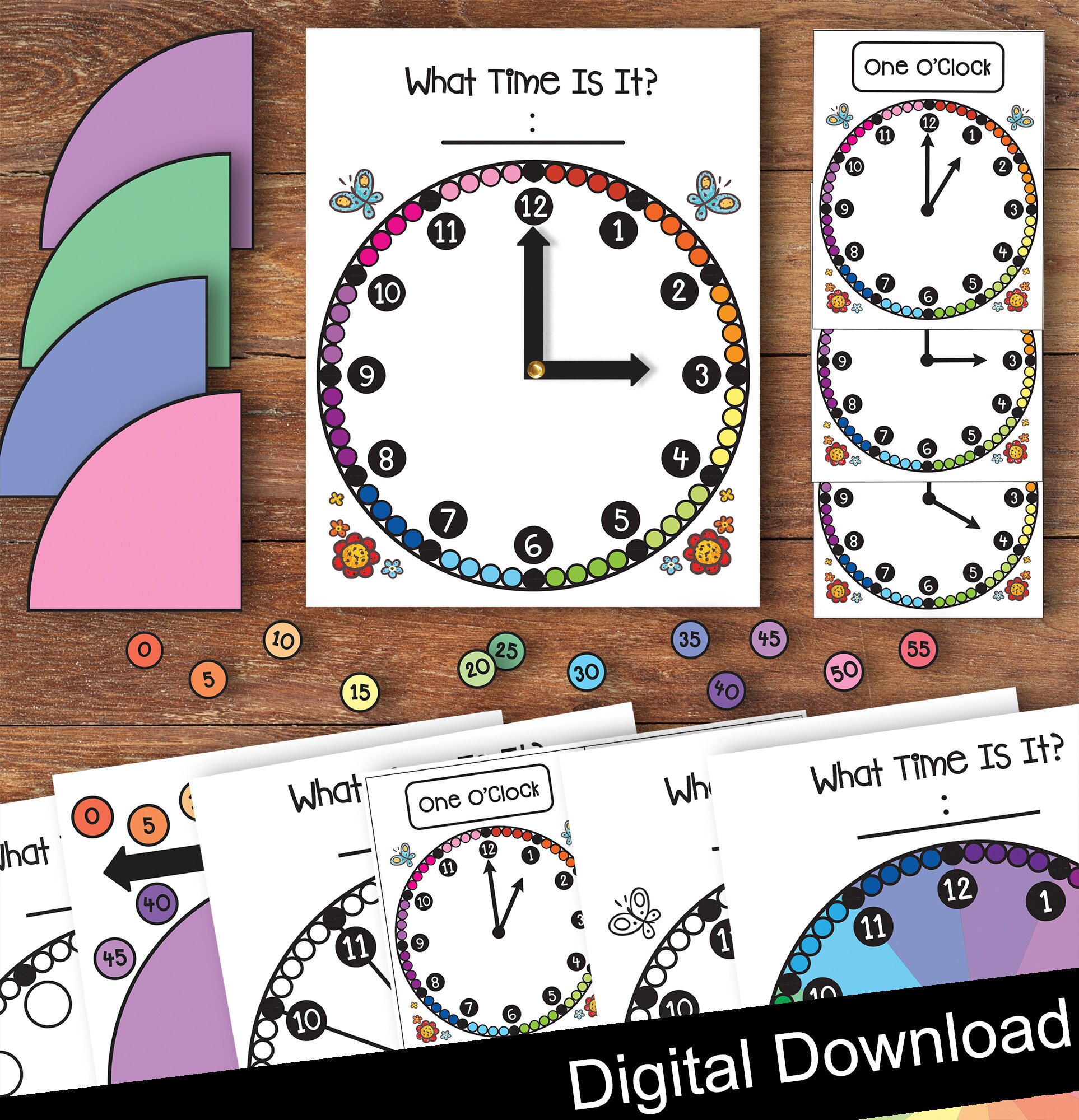 Learn To Tell Time Kids Printable Educational Clock | Etsy
