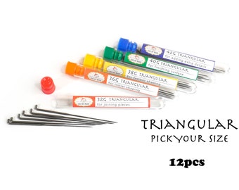 12pcs Triangular Felting Needles - pick your size