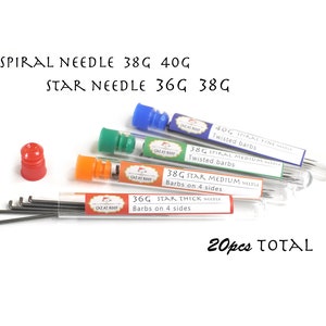 20pcs Star & Spiral Felting Needles Set - Star (36G, 38G), Spiral (38G, 40G) - 5pcs each size