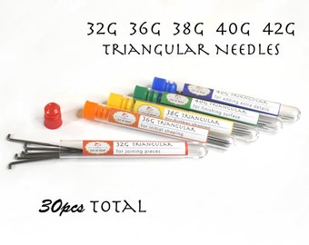 30 Stück Dreieckige Filznadeln Set - 32G, 36G, 38G, 40G, 42G