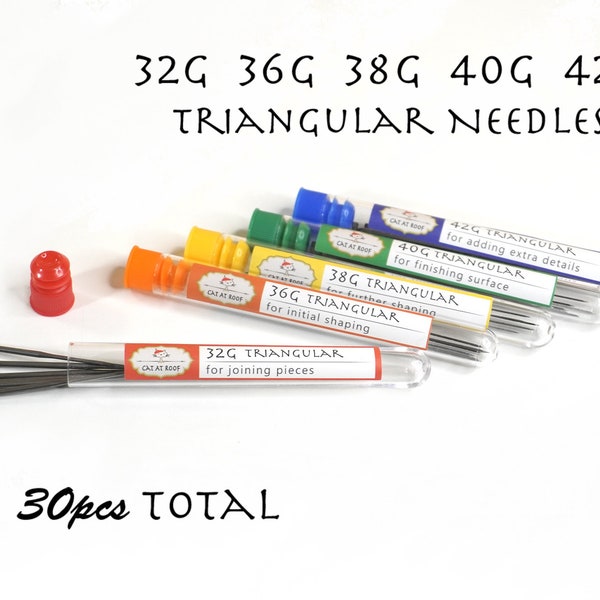 Jeu de 30 aiguilles à feutrer triangulaires - 32G, 36G, 38G, 40G, 42G