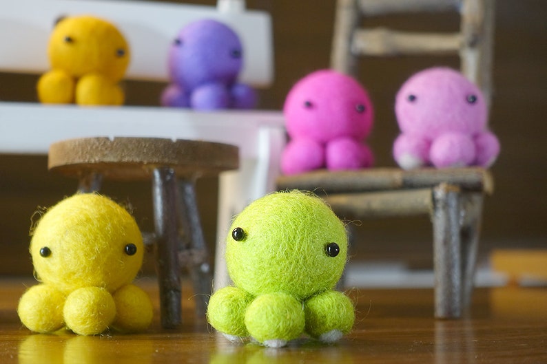 Make 5 Felted Octopus Using Felt Balls Needle Felting Kit Etsy