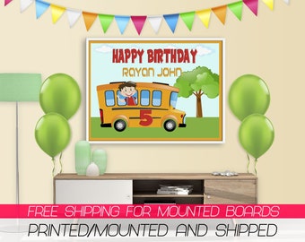 Bus Birthday Banner Etsy