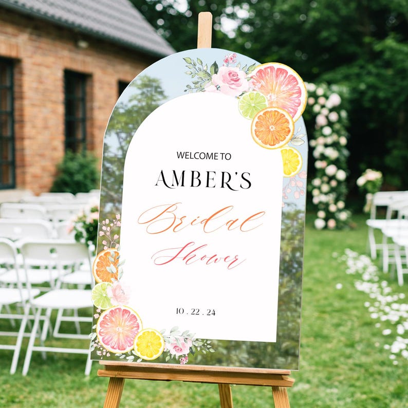 Printed Citrus Bridal Shower Sign, Custom Main Squeeze Bridal Shower ...