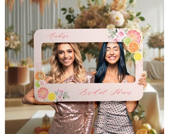 Main Squeeze Bridal Shower Photo Booth Frame, Customized Grapefruit Bridal Shower Selfie Photo Frame, Personalized Citrus Bridal Shower