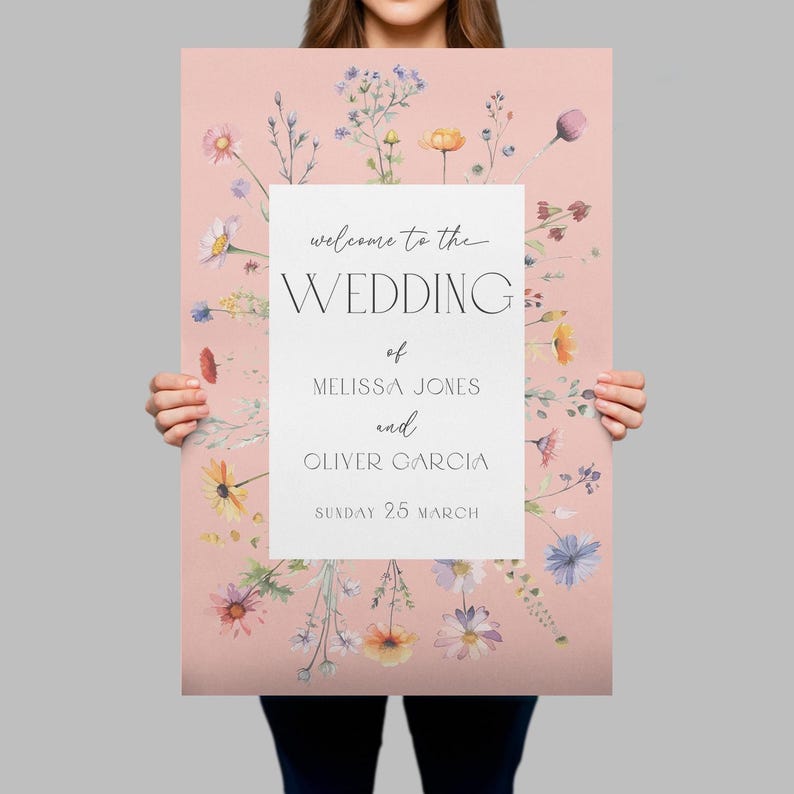 Wildflowers Wedding Sign, Floral Wedding Welcome Sign, Wildflower Welcome To Wedding Sign, Wild Flowers Wedding Decorations SpeedyOrders Paper