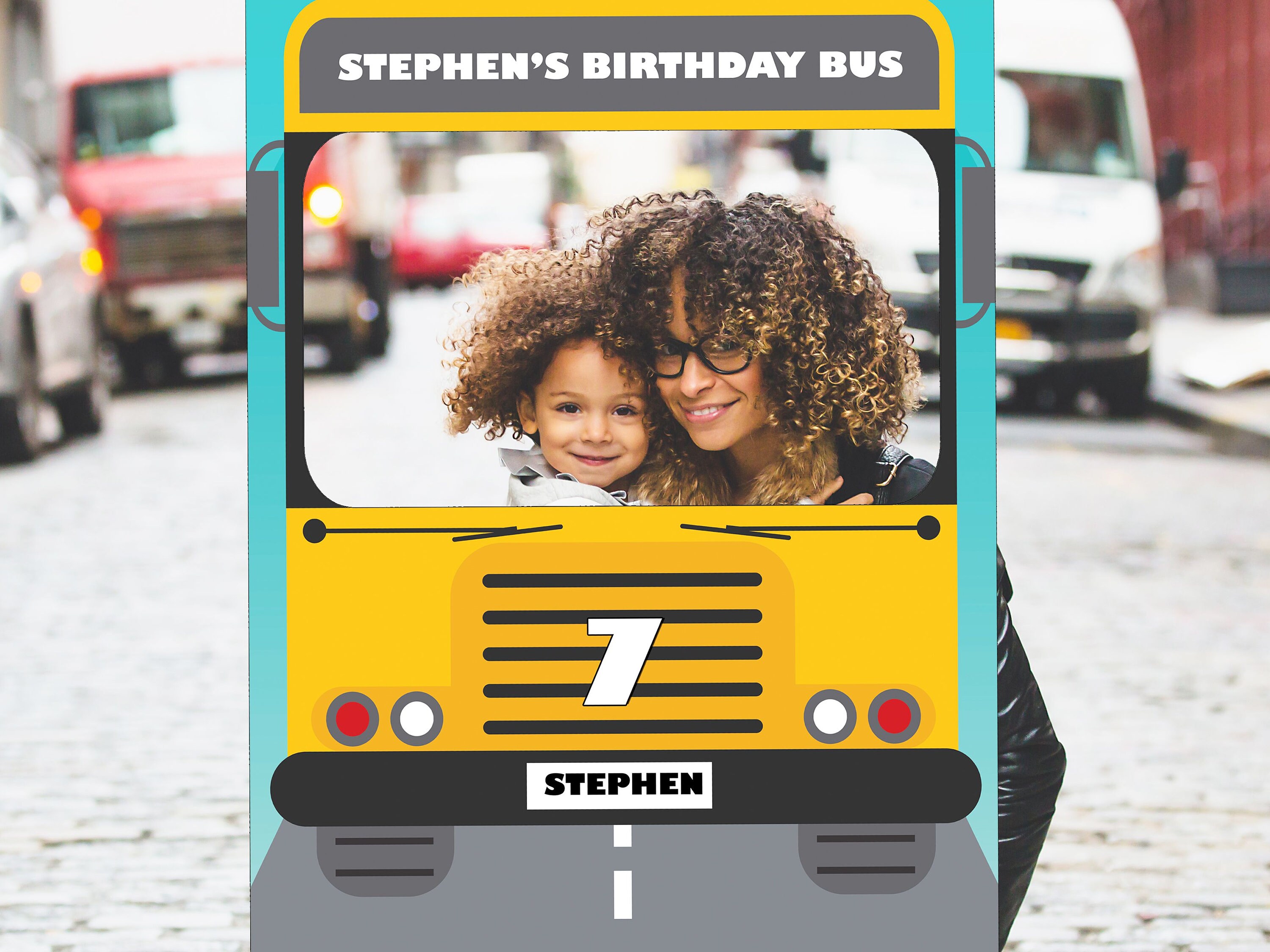 School Bus Birthday Photo Booth Frame Big Party 50