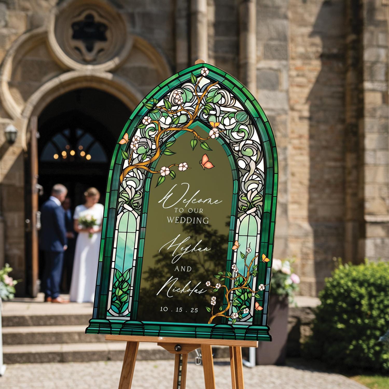Vintage Stained Glass Acrylic Welcome Sign