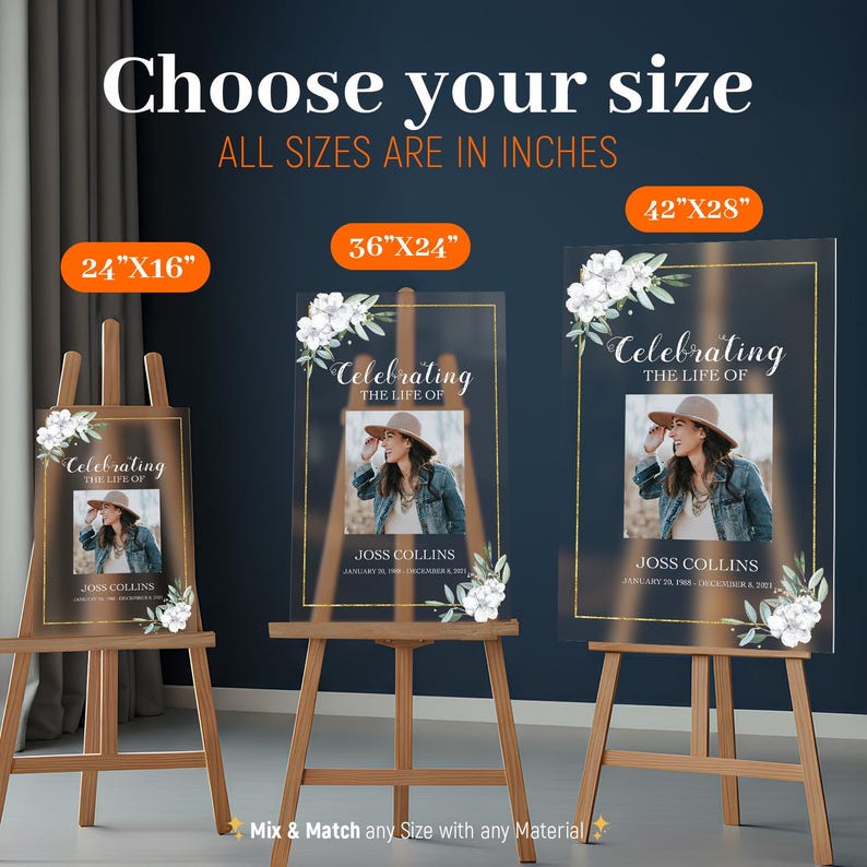 Printed Funeral Sign, Photo Celebration of Life Welcome Sign, In Loving Memory Sign, Funeral Memorial Sign with Picture SpeedyOrders Bild 3