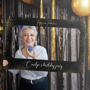 50th Birthday Photo Booth, 50 and Fabulous Birthday Selfie Frame, Personalized 50th Birthday Photo Props, 50th Birthday Decorations