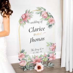 Floral Wedding Sign, Arched Wedding Welcome Sign, Wedding Ceremony Welcome Sign, The Story Of Us Wedding Reception Sign, Wedding Decorations