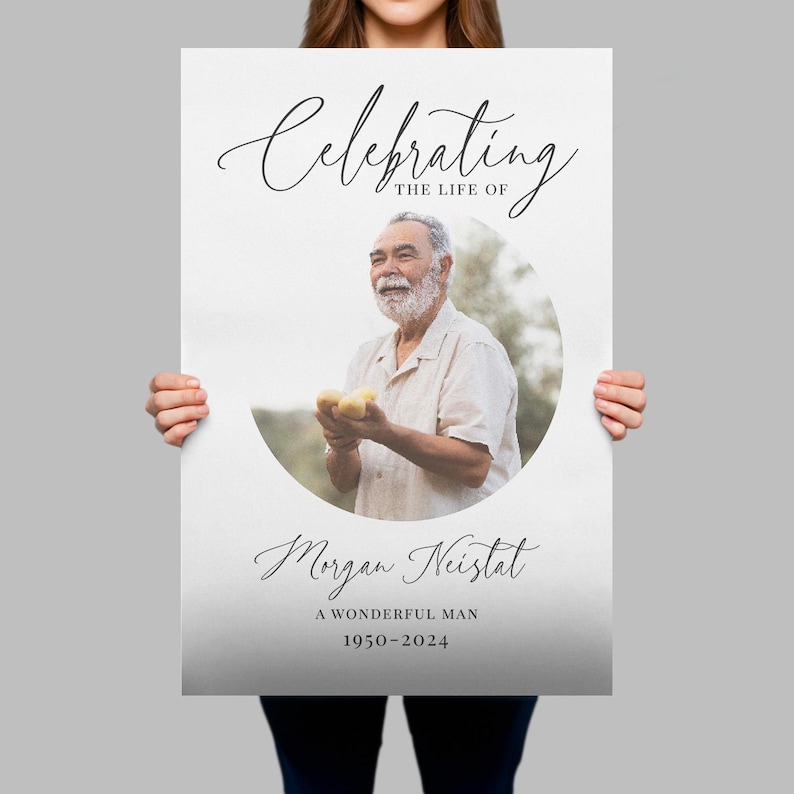 Celebration Of Life Sign, Funeral Welcome Sign, Photo Memorial Sign, Custom Acrylic In Loving Memory Sign Paper