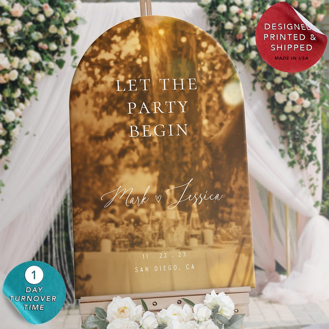 Wedding Party Sign Gold Mirror Wedding Sign Let the Party Etsy