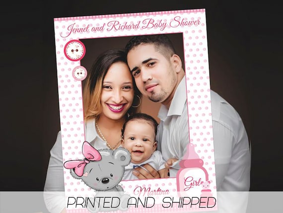 Teddy Bear Bubbles Baby Shower Selfie Frame Social Media Photo Prop Poster