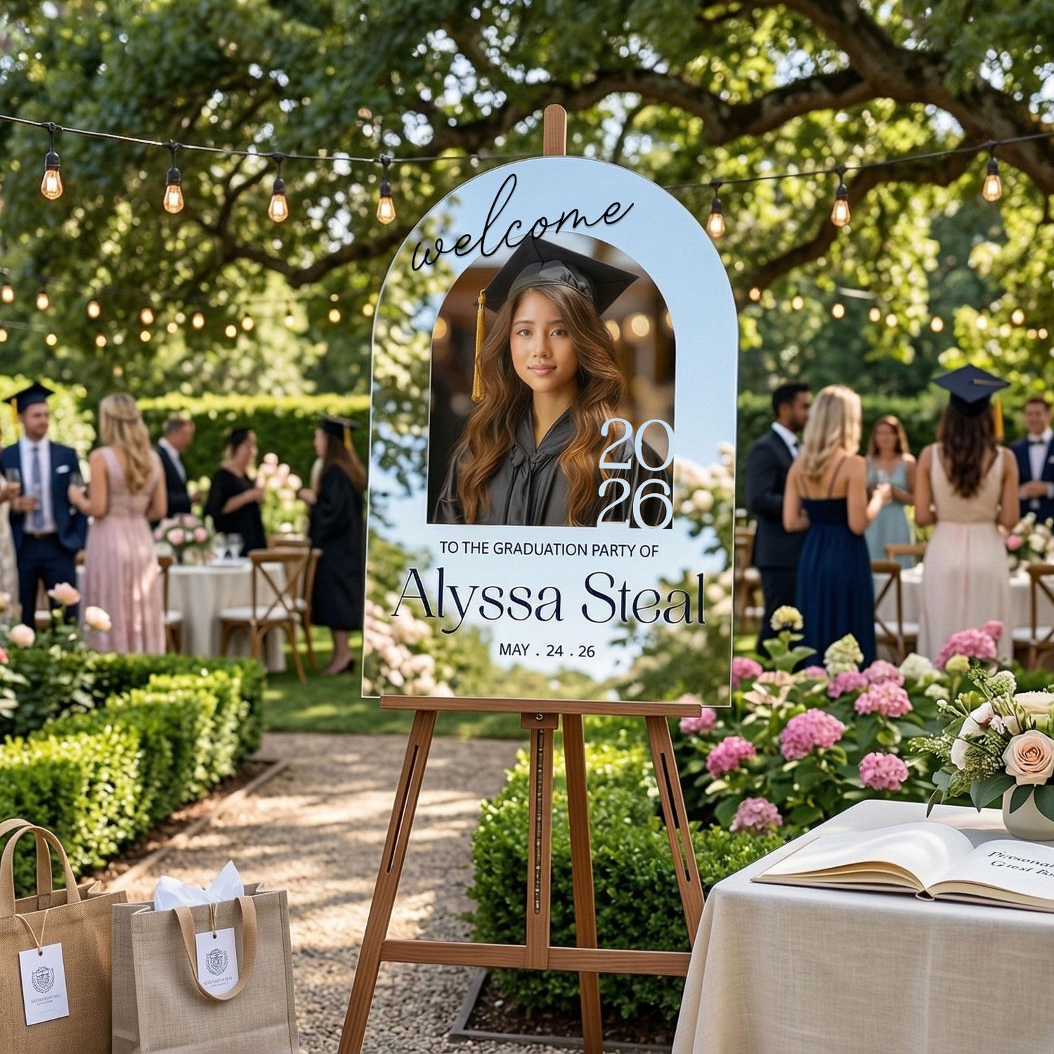 Photo Graduation Sign, Custom Frosted Acrylic Graduation Party Sign ...