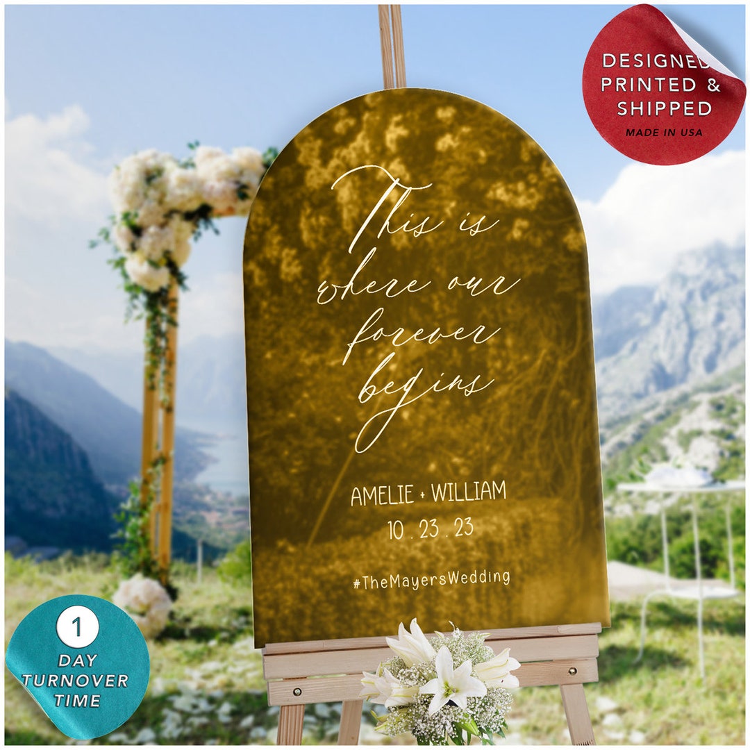 Mirror Wedding Sign, Gold Mirror Wedding Sign, Gold Arched Wedding