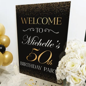 50th Birthday Sign, 50th Birthday Decorations, Personalized Welcome Sign for Birthday Party, Custom 50 Birthday Party Welcome Sign