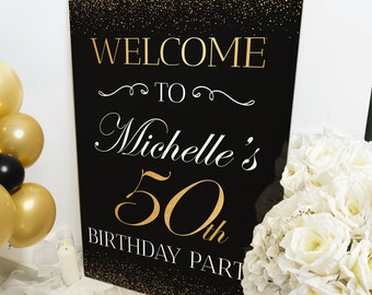 50th Birthday Sign, 50th Birthday Decorations, Personalized Welcome Sign for Birthday Party, Custom 50 Birthday Party Welcome Sign