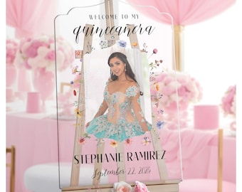 Quinceanera Sign, Custom Mis Quince Sign, Wildflowers Quinceanera Photo Sign, Quinceanera Welcome Sign, Quinceanera Decorations