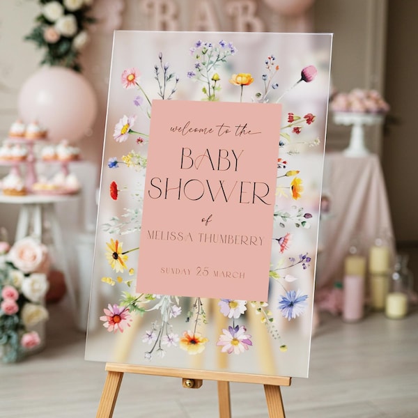 Wildflower Baby Shower Sign, Wildflower Baby Shower Welcome Sign, Floral Baby Shower Sign, Wildflowers Baby Shower Decorations SpeedyOrders