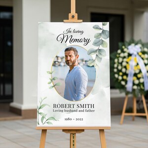 Funeral Sign, Custom in Loving Memory Photo Sign, Photo Funeral Sign, Funeral Memorial Sign, In Loving Memory Funeral Decorations PVC