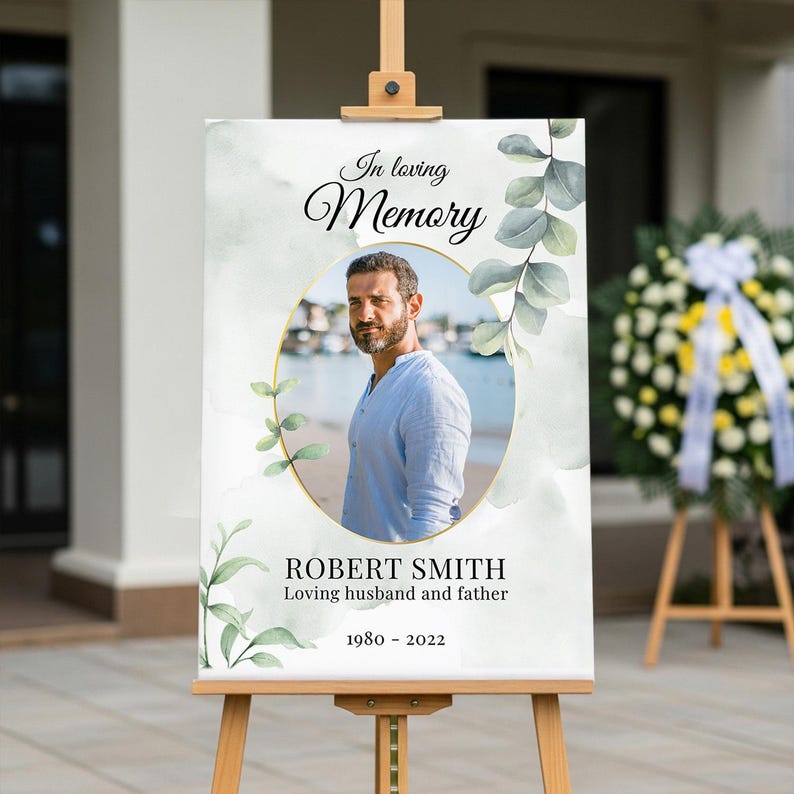 Funeral Sign, Custom in Loving Memory Photo Sign, Photo Funeral Sign, Funeral Memorial Sign, In Loving Memory Funeral Decorations PVC