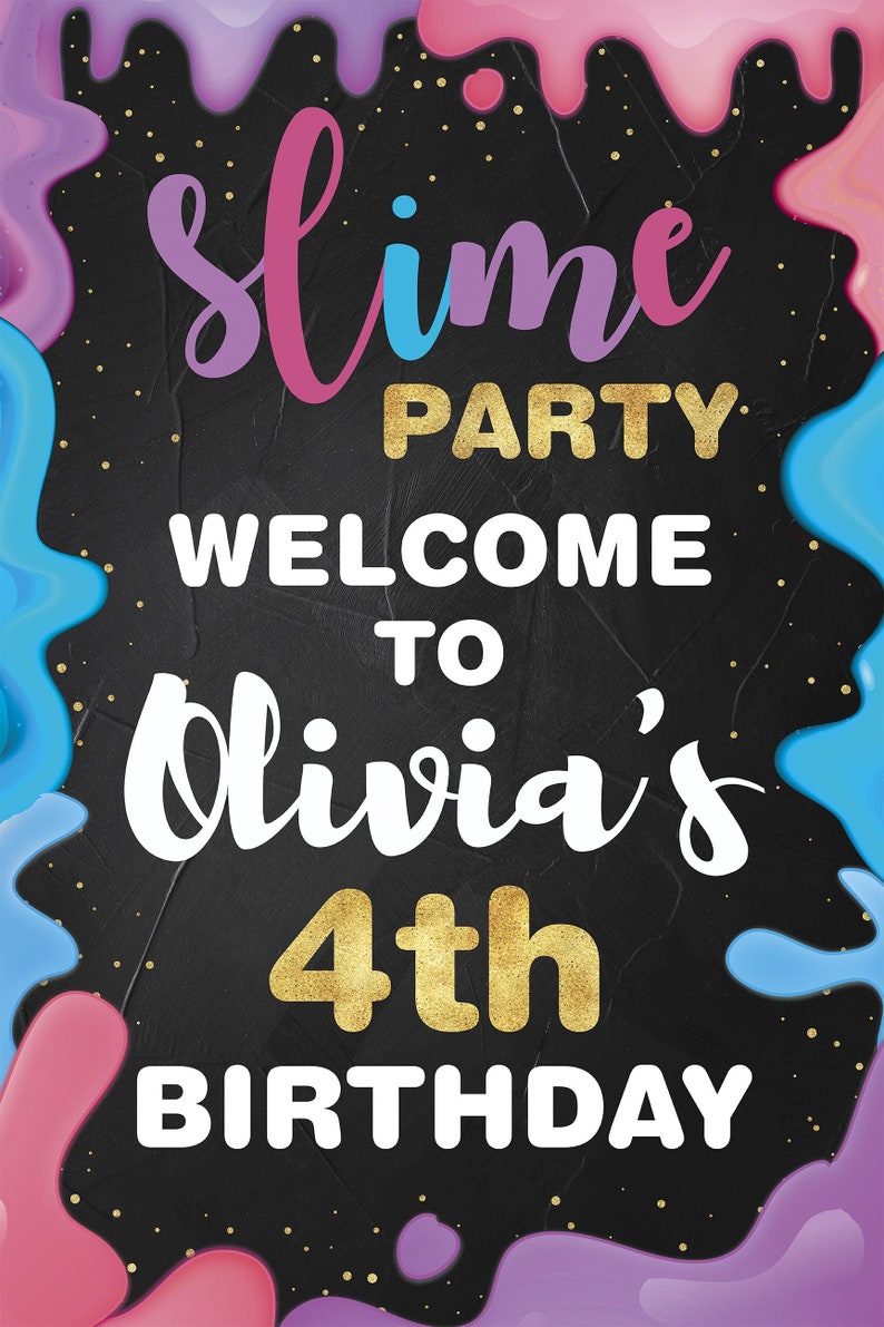 Welcome Sign ; 81000272 Slime Birthday Party Welcome Sign Colorful Birthday Banner Birthday Welcome Sign