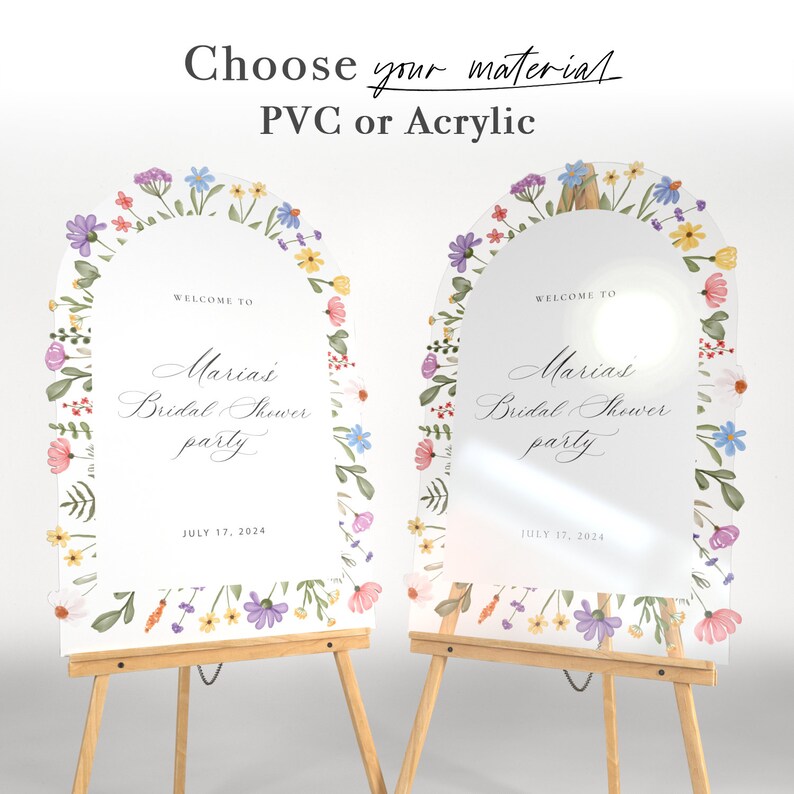 Wildflowers Bridal Shower Welcome Sign, Acrylic Wildflower Bridal Shower Sign, Wildflowers Bridal Shower Decorations, Bridal Shower Signs PVC Board
